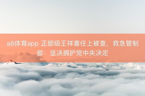 a8体育app 正部级王祥喜任上被查，救急管制部：坚决拥护党中央决定