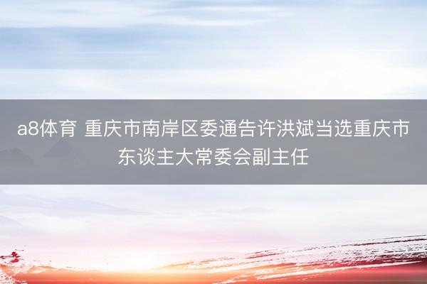 a8体育 重庆市南岸区委通告许洪斌当选重庆市东谈主大常委会副主任