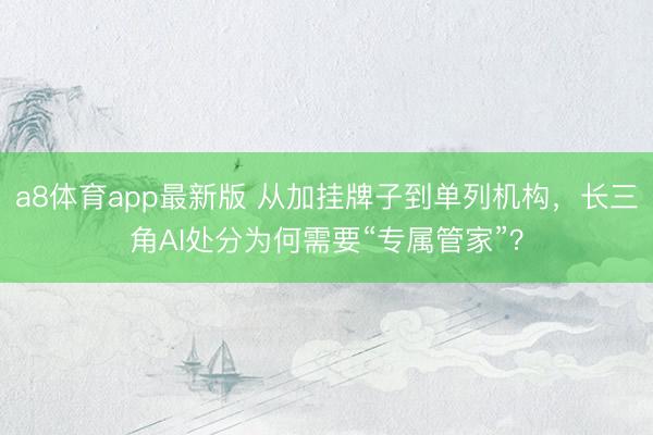 a8体育app最新版 从加挂牌子到单列机构，长三角AI处分为何需要“专属管家”？