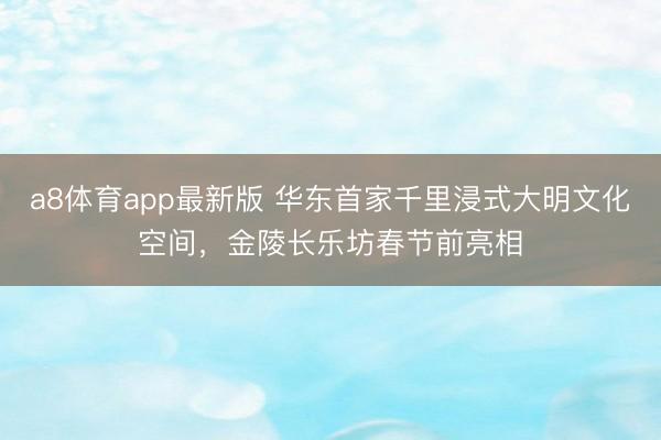 a8体育app最新版 华东首家千里浸式大明文化空间,金陵长乐坊春节前亮相