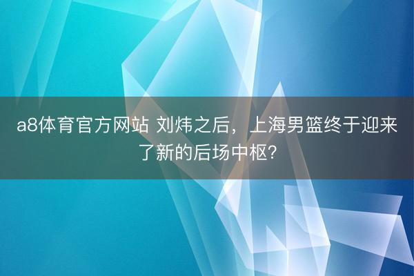 a8体育官方网站 刘炜之后，上海男篮终于迎来了新的后场中枢？