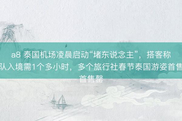 a8 泰国机场凌晨启动“堵东说念主”，搭客称列队入境需1个多小时，多个旅行社春节泰国游姿首售罄