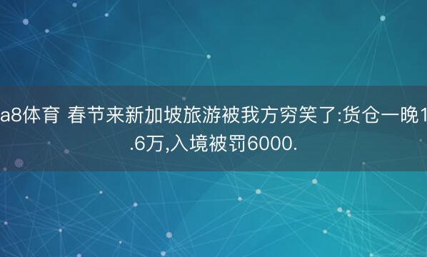 a8体育 春节来新加坡旅游被我方穷笑了:货仓一晚1.6万,入境被罚6000.