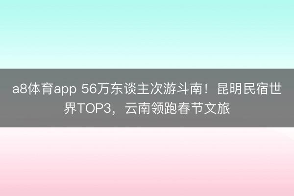 a8体育app 56万东谈主次游斗南！昆明民宿世界TOP3，云南领跑春节文旅