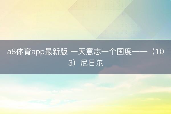 a8体育app最新版 一天意志一个国度——(103)尼日尔