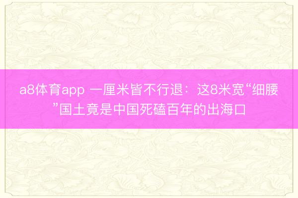 a8体育app 一厘米皆不行退:这8米宽“细腰”国土竟是中国死磕百年的出海口