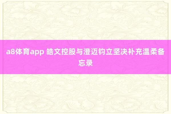a8体育app 皓文控股与澄迈钧立坚决补充温柔备忘录