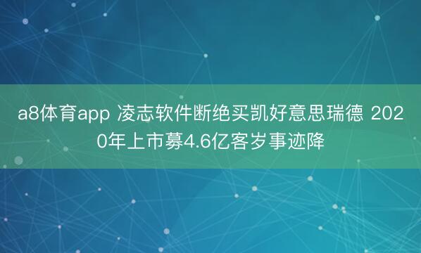 a8体育app 凌志软件断绝买凯好意思瑞德 2020年上市募4.6亿客岁事迹降