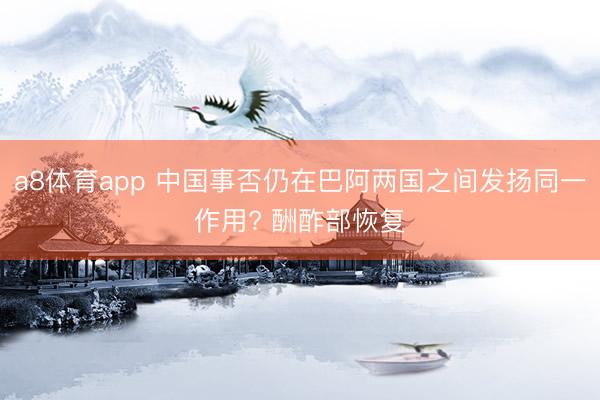 a8体育app 中国事否仍在巴阿两国之间发扬同一作用? 酬酢部恢复