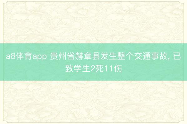 a8体育app 贵州省赫章县发生整个交通事故, 已致学生2死11伤