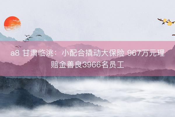 a8 甘肃临洮：小配合撬动大保险 967万元理赔金善良3966名员工