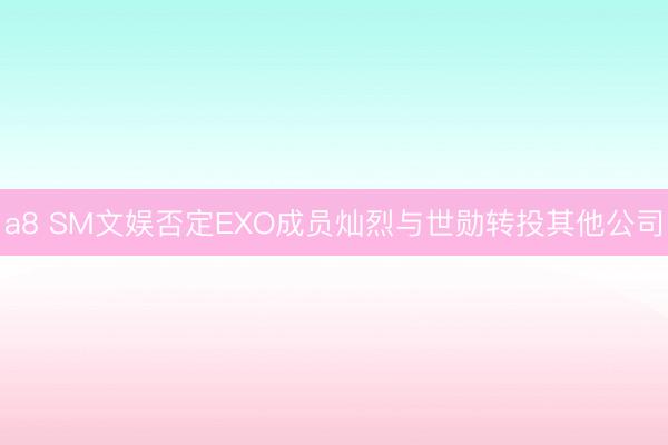 a8 SM文娱否定EXO成员灿烈与世勋转投其他公司