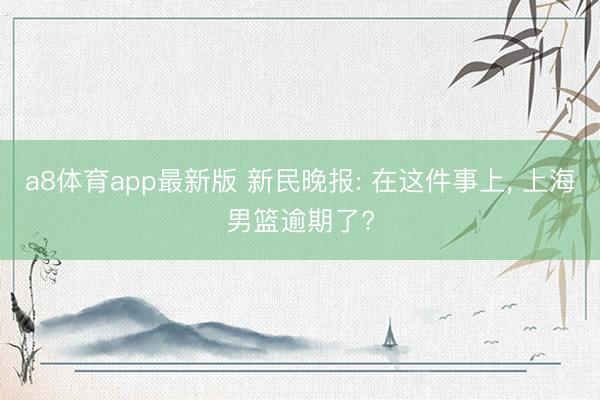 a8体育app最新版 新民晚报: 在这件事上， 上海男篮逾期了?