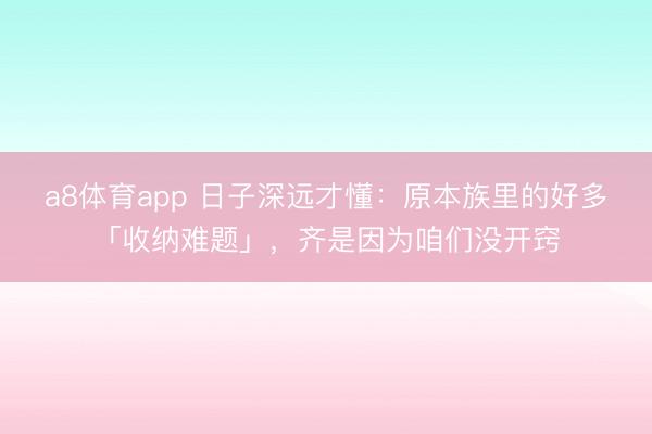 a8体育app 日子深远才懂：原本族里的好多「收纳难题」，齐是因为咱们没开窍