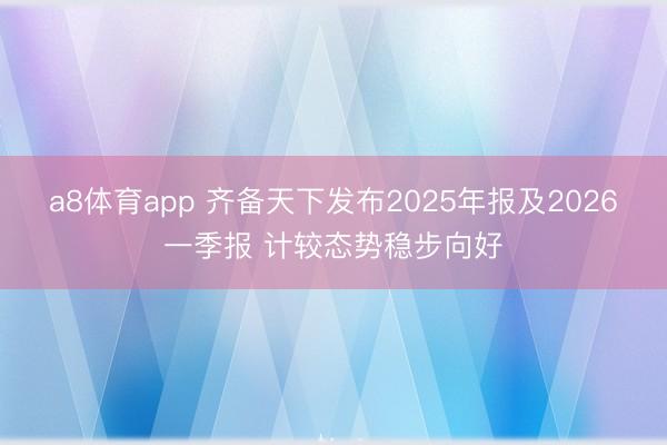 a8体育app 齐备天下发布2025年报及2026一季报 计较态势稳步向好