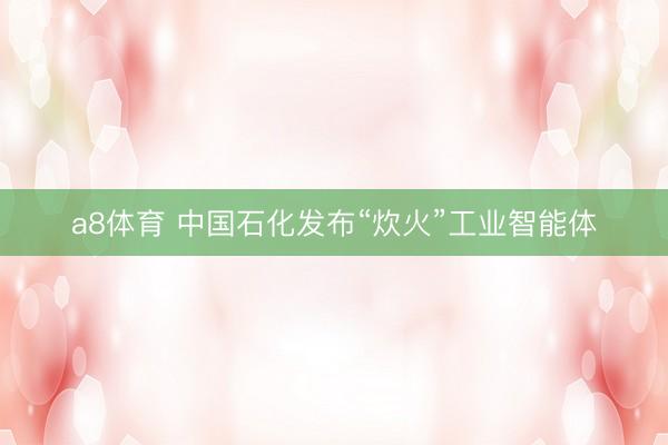 a8体育 中国石化发布“炊火”工业智能体