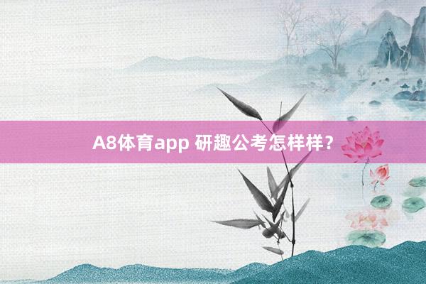 A8体育app 研趣公考怎样样？