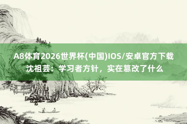 A8体育2026世界杯(中国)IOS/安卓官方下载 沈祖芸：学习者方针，实在篡改了什么