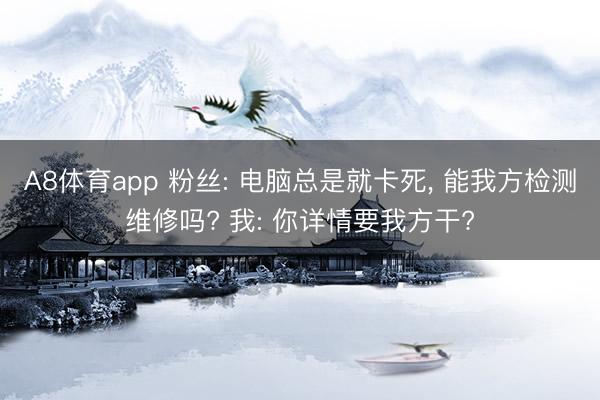 A8体育app 粉丝: 电脑总是就卡死， 能我方检测维修吗? 我: 你详情要我方干?