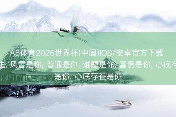 A8体育2026世界杯(中国)IOS/安卓官方下载 往后余生， 风雪是你， 普通是你， 难题是你， 富贵是你， 心底存眷是你