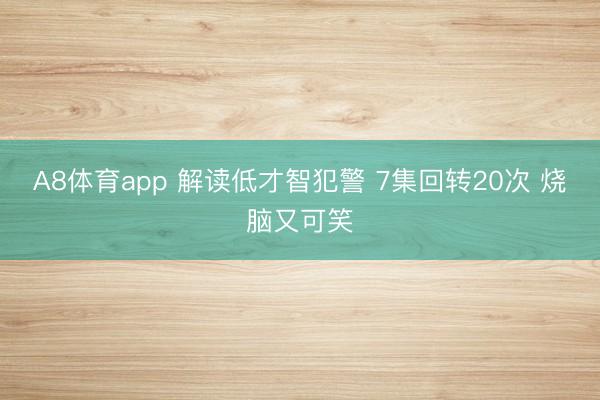 A8体育app 解读低才智犯警 7集回转20次 烧脑又可笑