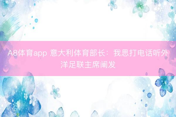 A8体育app 意大利体育部长：我思打电话听外洋足联主席阐发