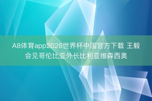 A8体育app2026世界杯中国官方下载 王毅会见哥伦比亚外长比利亚维森西奥