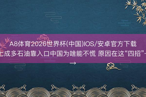 A8体育2026世界杯(中国)IOS/安卓官方下载 七成多石油靠入口中国为啥能不慌 原因在这“四招”→