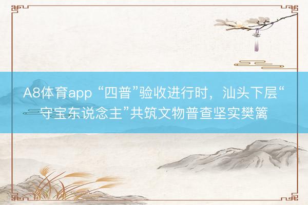A8体育app “四普”验收进行时，汕头下层“守宝东说念主”共筑文物普查坚实樊篱